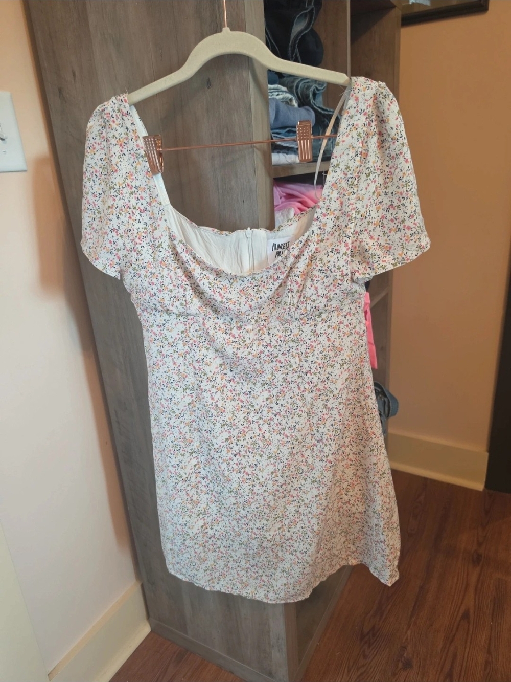 Princess Polly Cream Mini Dress with Pink, Green & Blue Floral Print